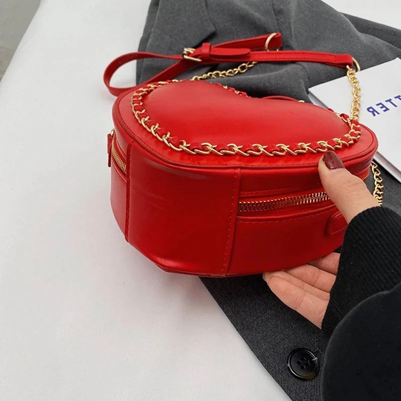 Fashion Love Heart Shape Shoulder Bags For Women Luxury Designer PU Leather Handbags Brand Female Chain Crossbody Purse Bag