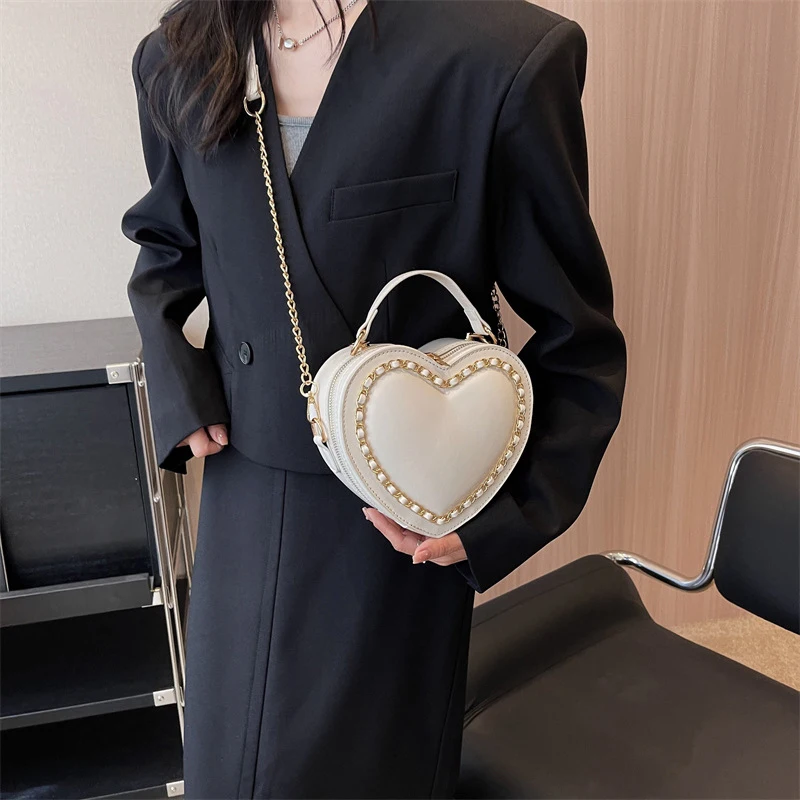 Fashion Love Heart Shape Shoulder Bags For Women Luxury Designer PU Leather Handbags Brand Female Chain Crossbody Purse Bag