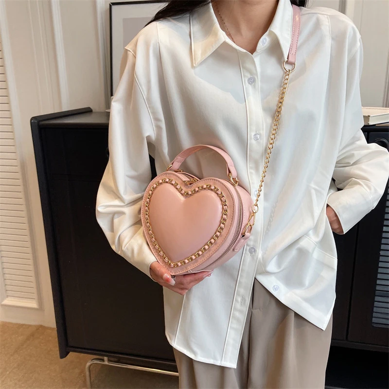 Fashion Love Heart Shape Shoulder Bags For Women Luxury Designer PU Leather Handbags Brand Female Chain Crossbody Purse Bag