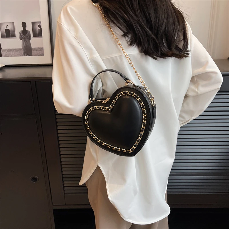 Fashion Love Heart Shape Shoulder Bags For Women Luxury Designer PU Leather Handbags Brand Female Chain Crossbody Purse Bag