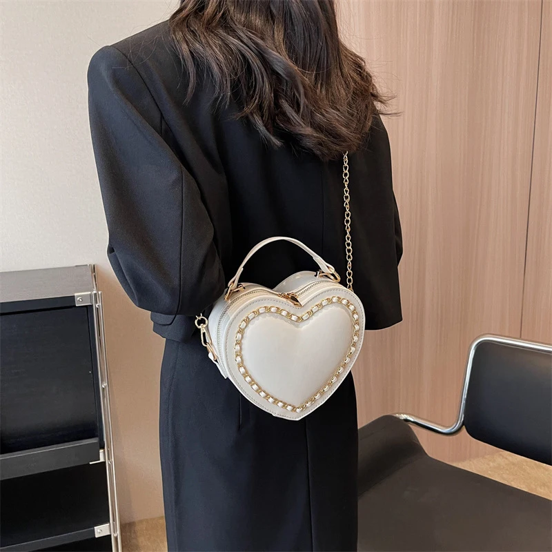 Fashion Love Heart Shape Shoulder Bags For Women Luxury Designer PU Leather Handbags Brand Female Chain Crossbody Purse Bag