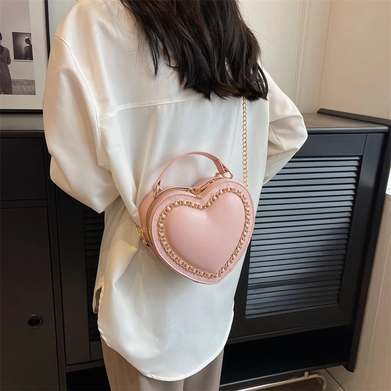 Fashion Love Heart Shape Shoulder Bags For Women Luxury Designer PU Leather Handbags Brand Female Chain Crossbody Purse Bag