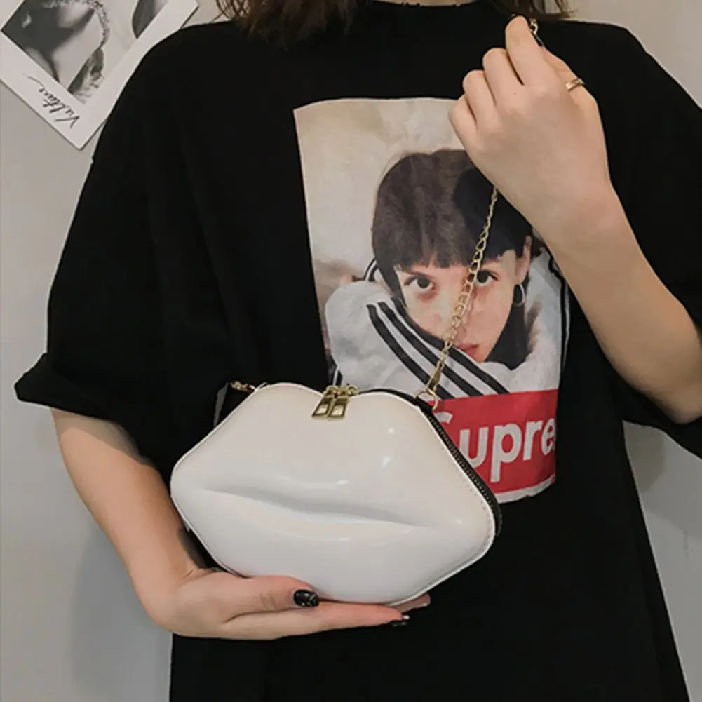 Clutches Messenger Bag Coin Bag Chain Tote Bag Lips Shape Chain Shoulder Bag PVC Handbags Lip Satchel Mini Crossbody Messenger