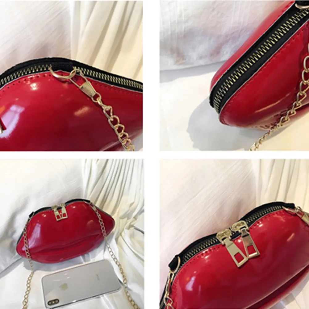 Clutches Messenger Bag Coin Bag Chain Tote Bag Lips Shape Chain Shoulder Bag PVC Handbags Lip Satchel Mini Crossbody Messenger