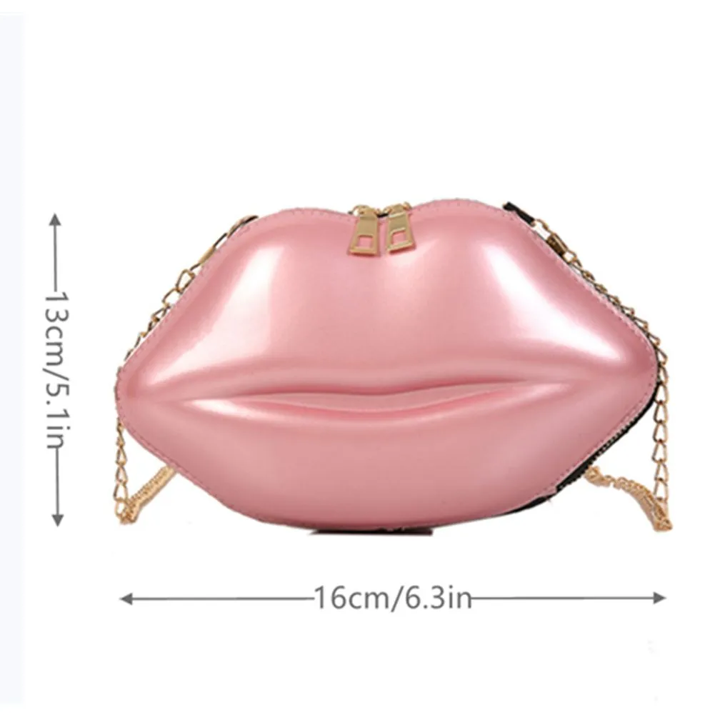 Clutches Messenger Bag Coin Bag Chain Tote Bag Lips Shape Chain Shoulder Bag PVC Handbags Lip Satchel Mini Crossbody Messenger