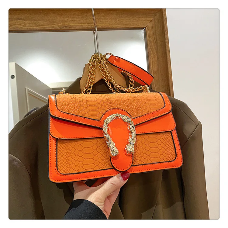 Fashion Crocodile Pattern Shoulder Bags For Women Vintage Luxury Chain PU Leather Crossbody Bag Daily Commuting Mobile Wallet