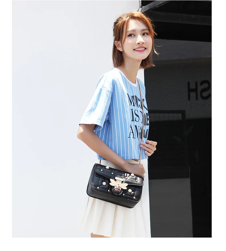 Brands Designer Women Shoulder Bag Chain Strap Flap Ladies Leather Handbags Messenger Bag Women Clutch Bag Bee Buckle Purse