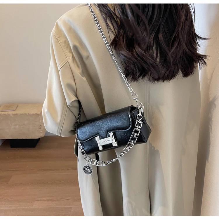 Silver Shoulder Bags for Women Designer Vintage Chain Handbag White Small Square Clutch Female Mini Coin Purse Crossbody Bag Ins