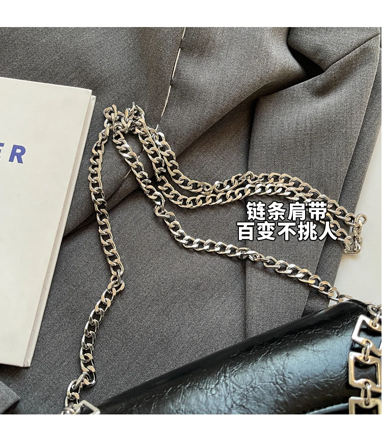 Silver Shoulder Bags for Women Designer Vintage Chain Handbag White Small Square Clutch Female Mini Coin Purse Crossbody Bag Ins