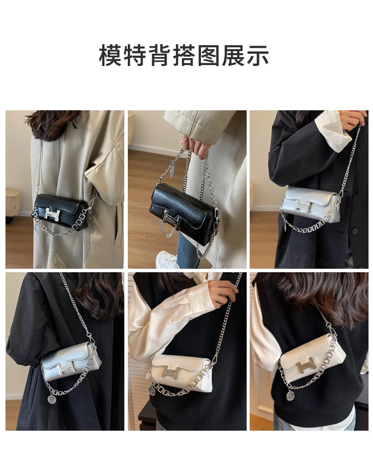 Silver Shoulder Bags for Women Designer Vintage Chain Handbag White Small Square Clutch Female Mini Coin Purse Crossbody Bag Ins