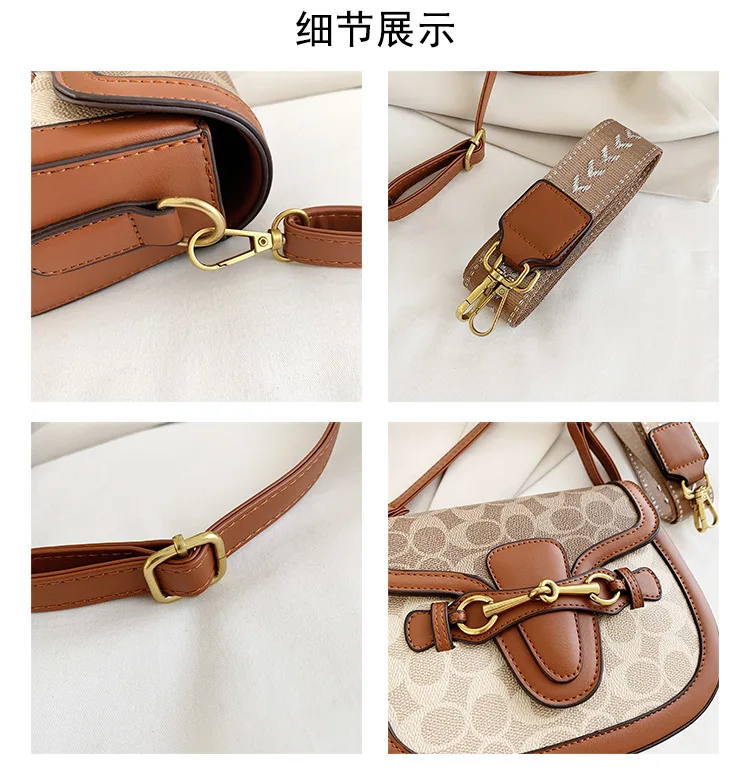 Women Bag 2023 Hot New Fashion Retro Crossbody Bag Luxury Women's Bag Saddle Bag Wide Shoulder Strap Single Shoulder Bag Totes