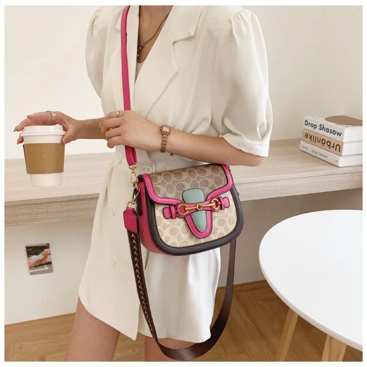 Women Bag 2023 Hot New Fashion Retro Crossbody Bag Luxury Women's Bag Saddle Bag Wide Shoulder Strap Single Shoulder Bag Totes