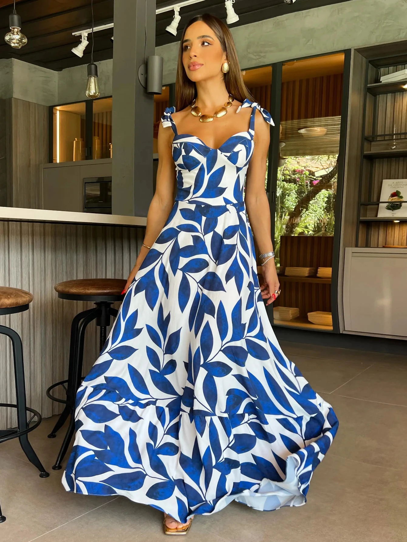 Floral Print Long Dress Women Sleeveless Sling Top High Waist Elegant Loose Dresses 2023 Summer Fashion Chic A Line Vestidos