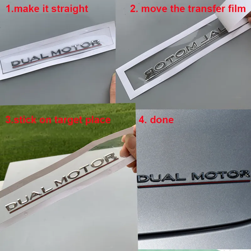 DUAL MOTOR Underlined Letters Emblem for Tesla Model 3 Car Styling Refitting High Performance Trunk Badge Sticker Chrome Black