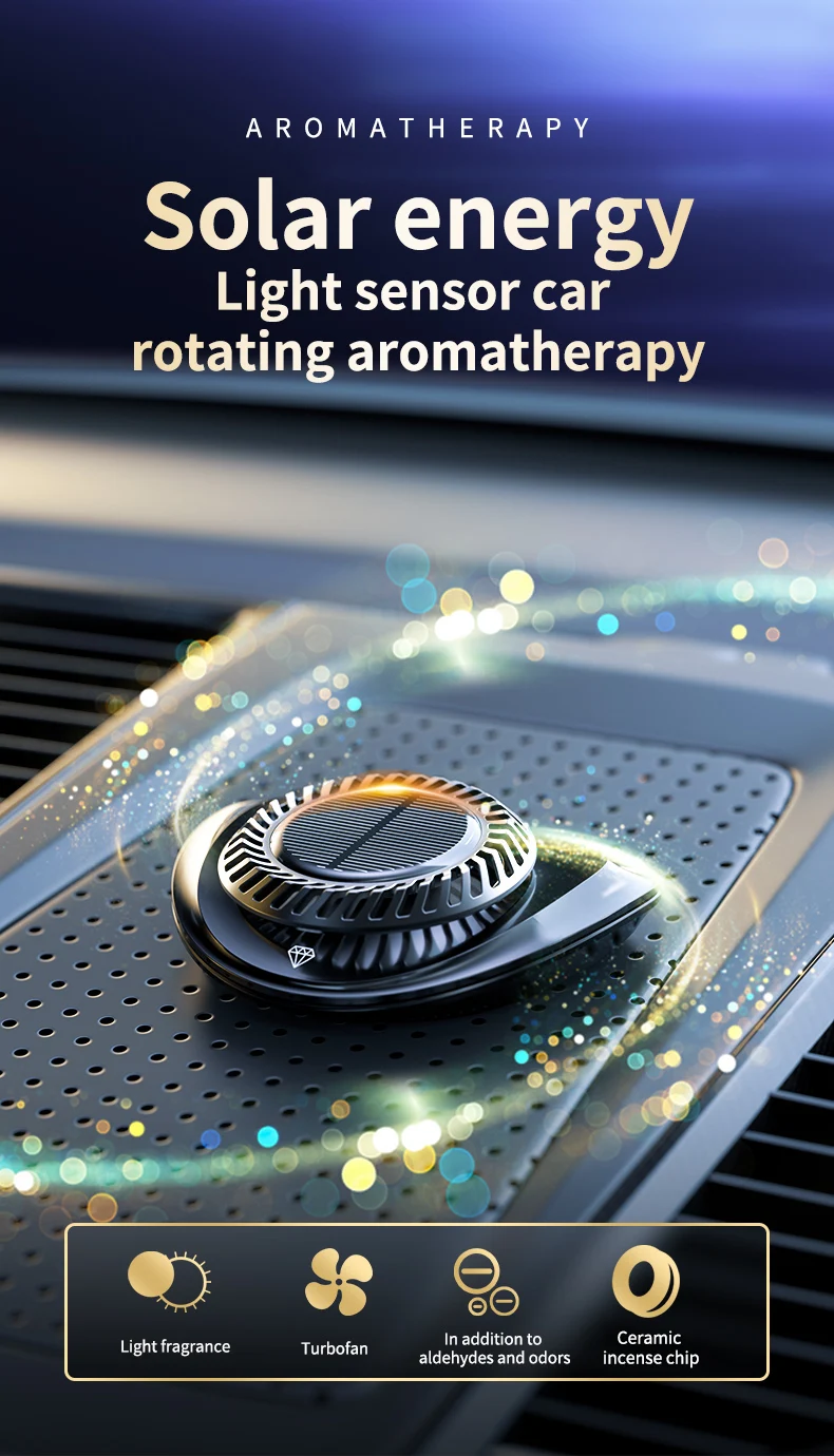 Solar Car Air Freshener Rotary Aroma Diffuser Auto Interior Accessories Essential Oils Diffuse
