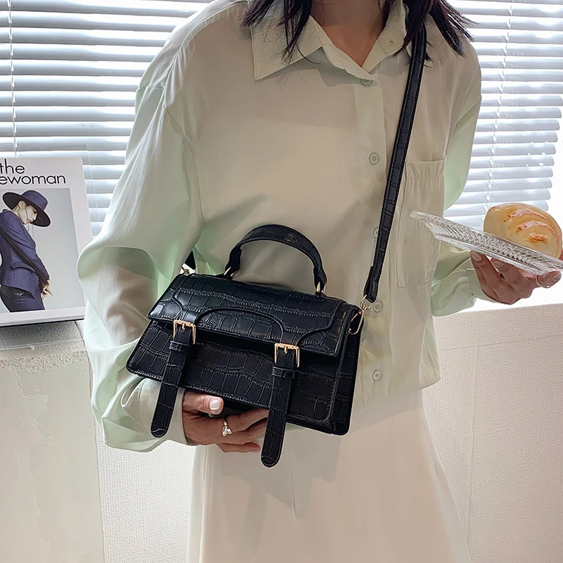 Gold Stone Pattern Crossbody Bag For Women 2023 Trendy Designer Handbag Small Bag Soft Top Handle Pu Leather Shoulder Bag Femme