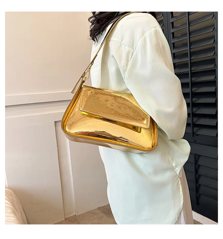 Brand Luxury Designer Laser Women Armpit Bag Gold Chic Female Shoulder Bags Party Clutches Trend Lady Purses And Handbags 2023