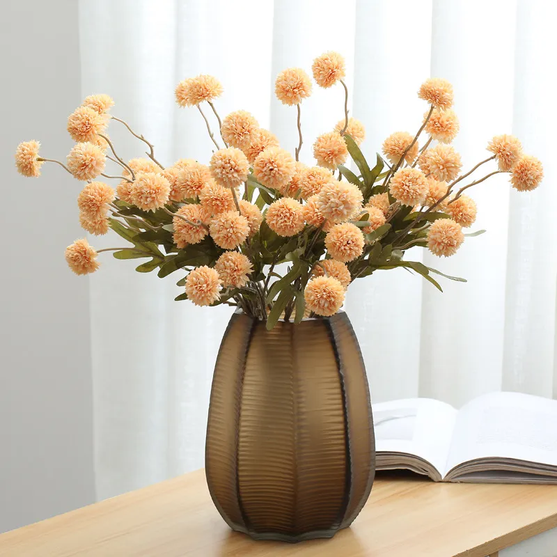 5 Heads Artificial Flower Dandelion Flower Ball DIY Home Wedding Decoration Bouquet Silk Fake Flowers  Valentines Day Decor