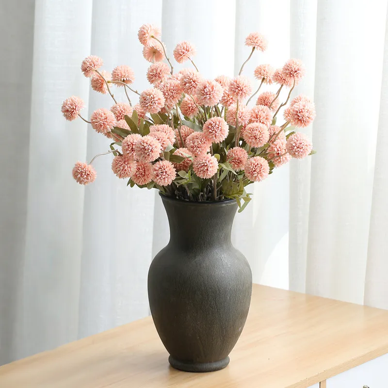 5 Heads Artificial Flower Dandelion Flower Ball DIY Home Wedding Decoration Bouquet Silk Fake Flowers  Valentines Day Decor