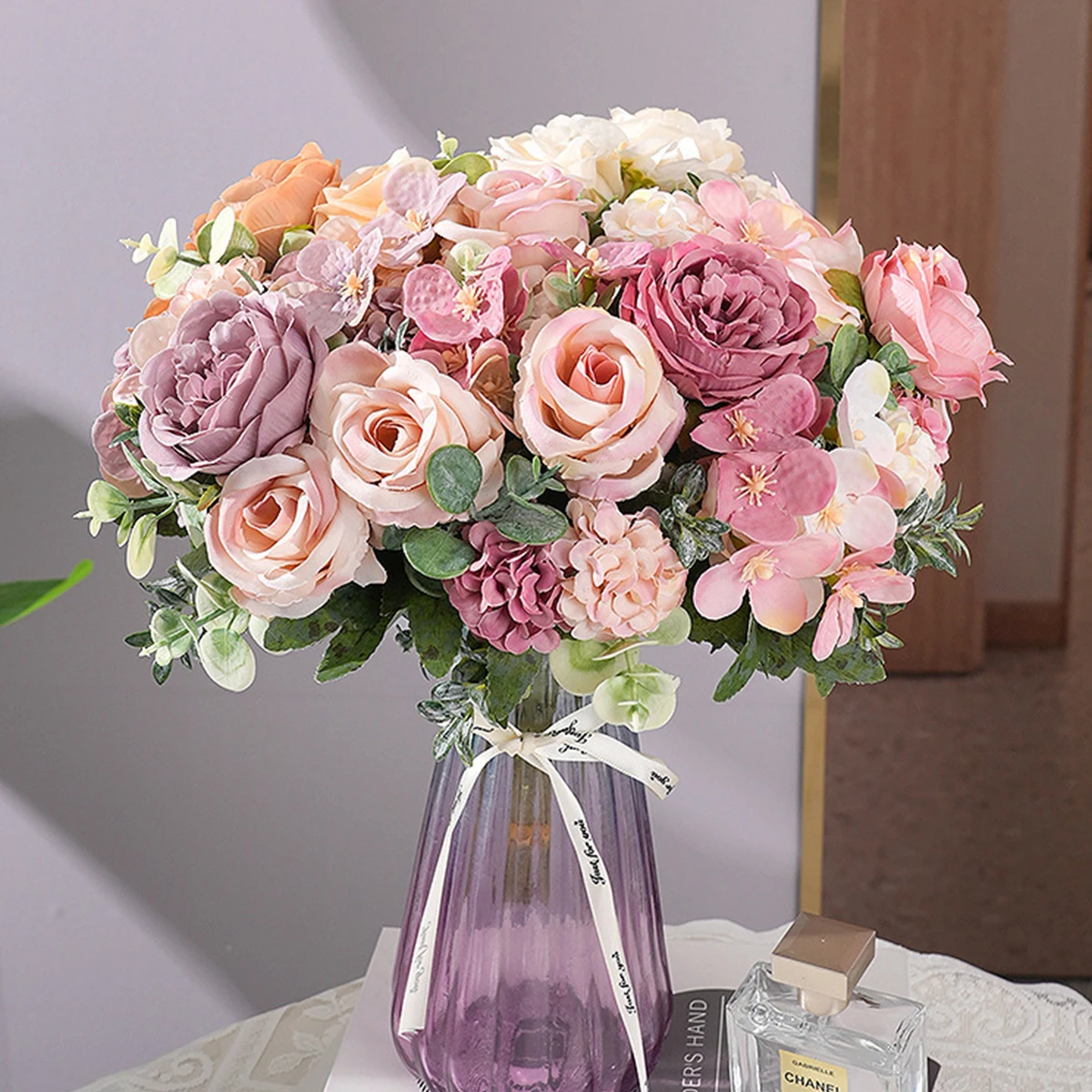 1PC Artificial Flowers Silk Rose Peony Bouquet Hydrangea Carnation Vases for Home Party Winter Wedding Decoration Fake Plant