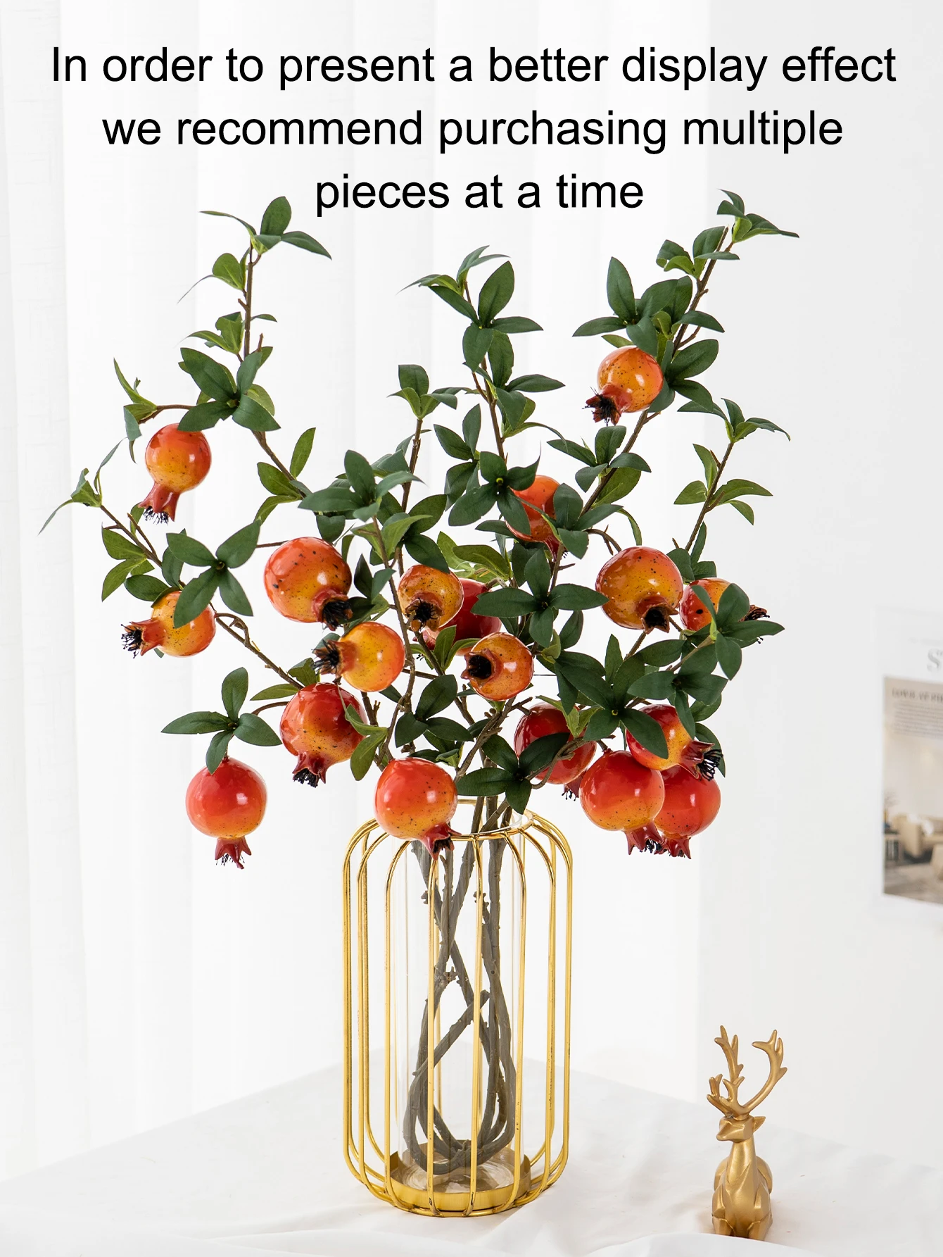 1pc Artificial Pomegranate Branches A 6-Fruit Modern And Simple Pastoral Nordic Style Used For Party And Wedding Home Decoration