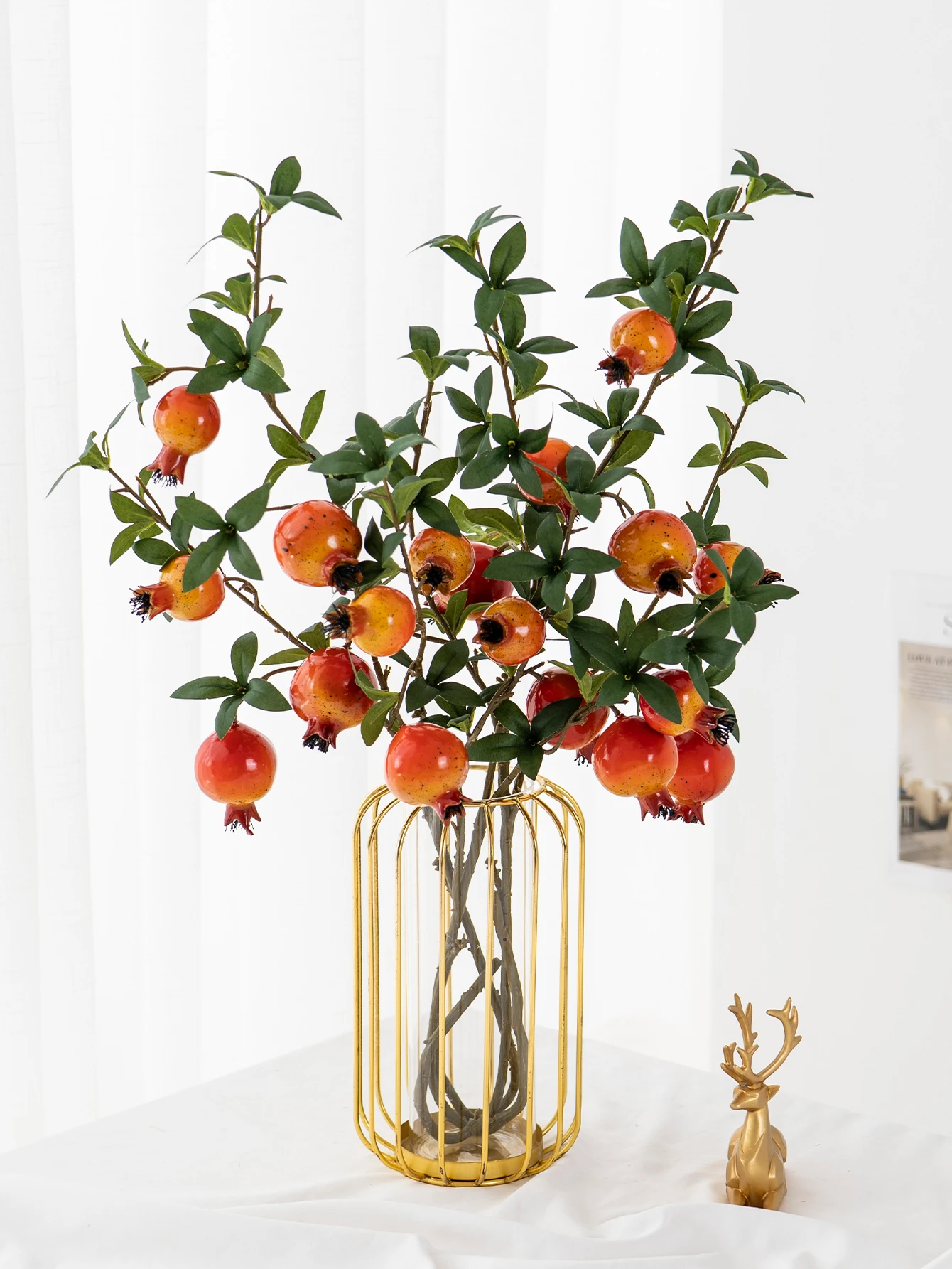 1pc Artificial Pomegranate Branches A 6-Fruit Modern And Simple Pastoral Nordic Style Used For Party And Wedding Home Decoration