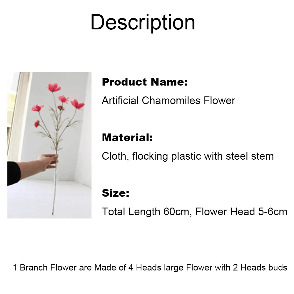 Chamomiles Silk Artificial Flower 60cm Daisy White Fake Flowers Room Wedding Home Table Decorations Party Diy Bouquet Gifts 1PCs