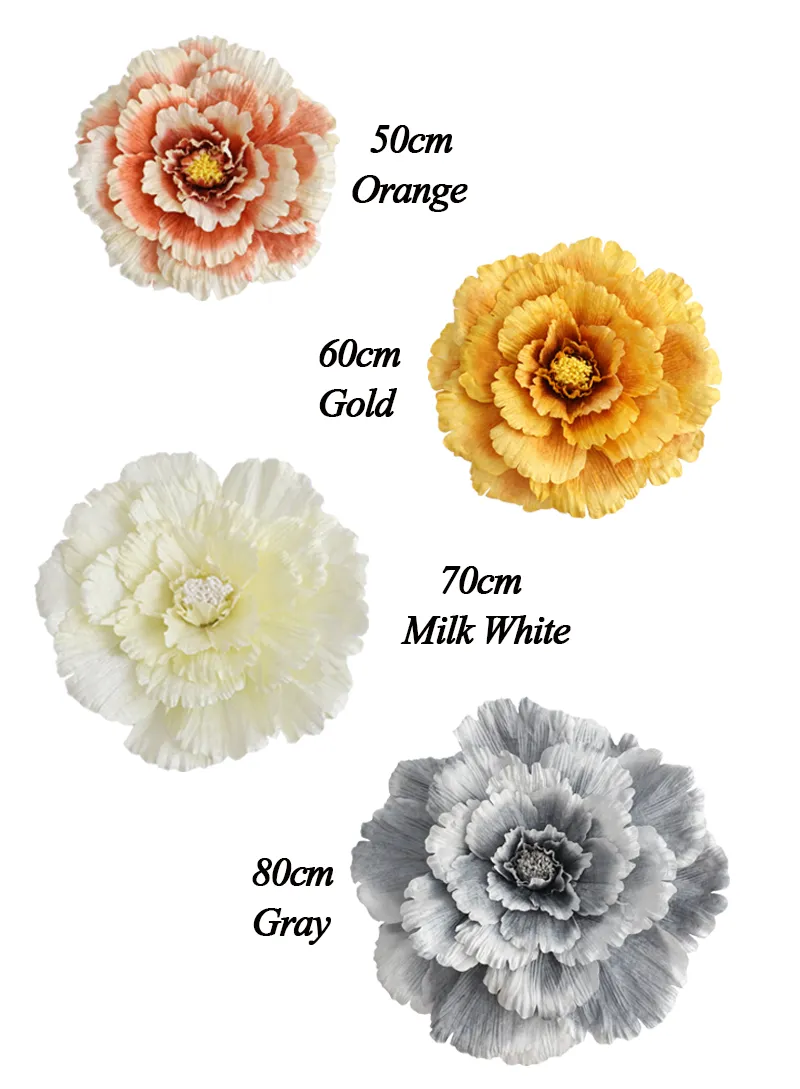 Multiple Sizes Wedding Flower Large Silk Artificial Flower Peony Head Giant Flowers For Diy Flower Background Wall Decoration