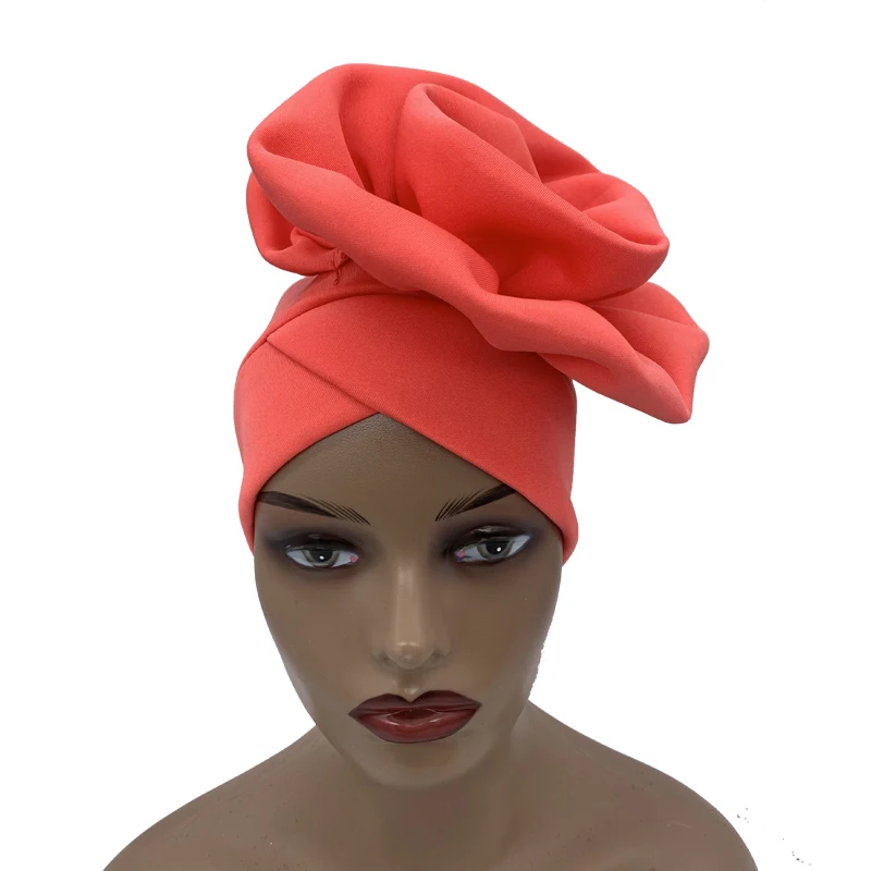 2023 Trendy Women Big Flower Turban Hat Fashion Muslim Hijab Caps Diamonds Head Wrap Ladies Bandana Chemo Cap African Hat