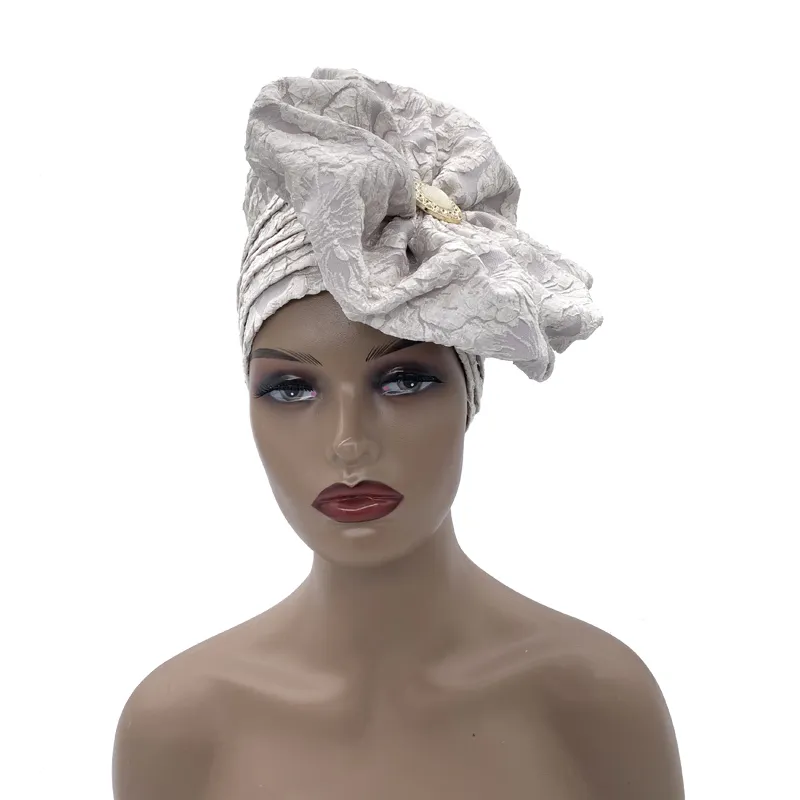 2023 Trendy Women Big Flower Turban Hat Fashion Muslim Hijab Caps Diamonds Head Wrap Ladies Bandana Chemo Cap African Hat