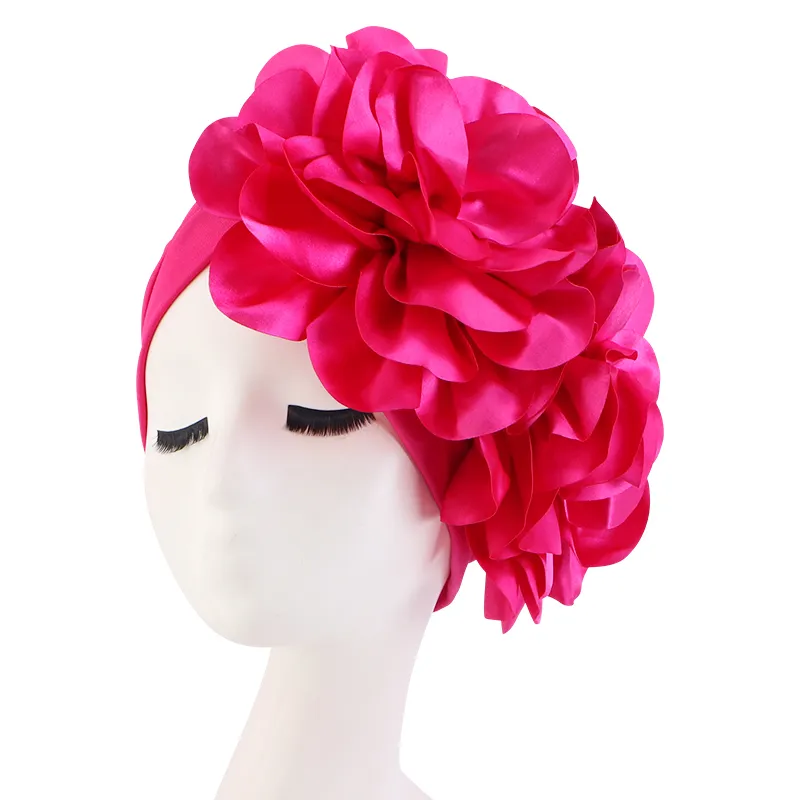 New Fashion Muslim Hijab Caps Big Flower Turban Bonnet for Woman Islamic Wrap Head Inner Cap for Hijabs Trendy Headdress