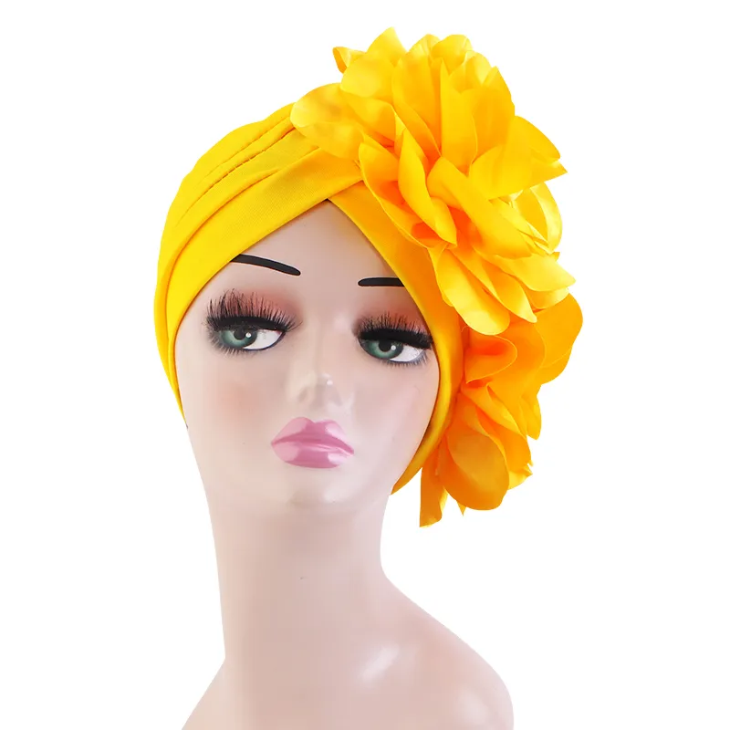 New Fashion Muslim Hijab Caps Big Flower Turban Bonnet for Woman Islamic Wrap Head Inner Cap for Hijabs Trendy Headdress