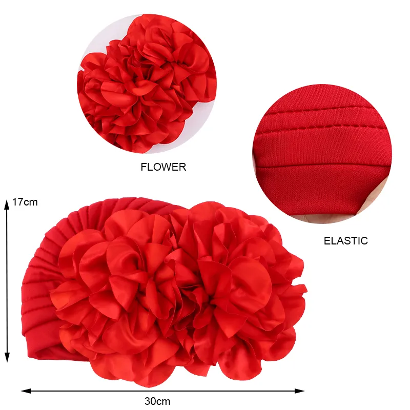 New Fashion Muslim Hijab Caps Big Flower Turban Bonnet for Woman Islamic Wrap Head Inner Cap for Hijabs Trendy Headdress