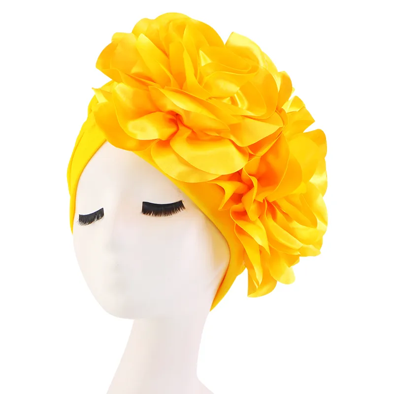 New Fashion Muslim Hijab Caps Big Flower Turban Bonnet for Woman Islamic Wrap Head Inner Cap for Hijabs Trendy Headdress