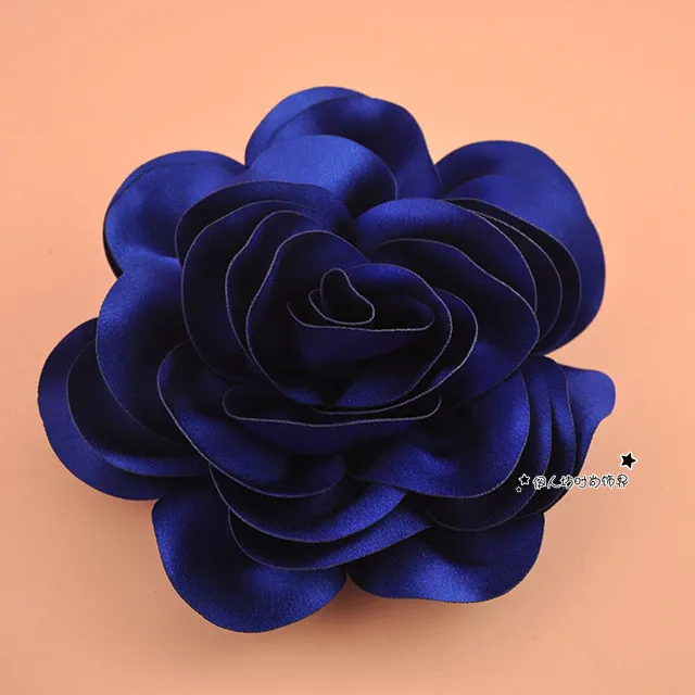 High Quality Big Satin Flower Hair Clip For WOmen Fashion WIne Red Yellow Blue Purple Party Women Show Dance Hair Accessories