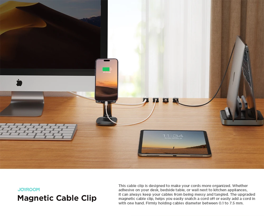 Magnetic Cable Clips Cable Smooth Adjustable Cord Holder Under Desk Cable Management Wire Keeper Cable Organizer Holder