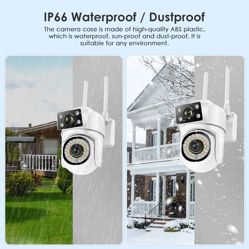 Wireless Security Cameras 8MP Dual Len Outdoor Surveillance Camera Human Detect Auto Tracking Waterproof Security Night Vision