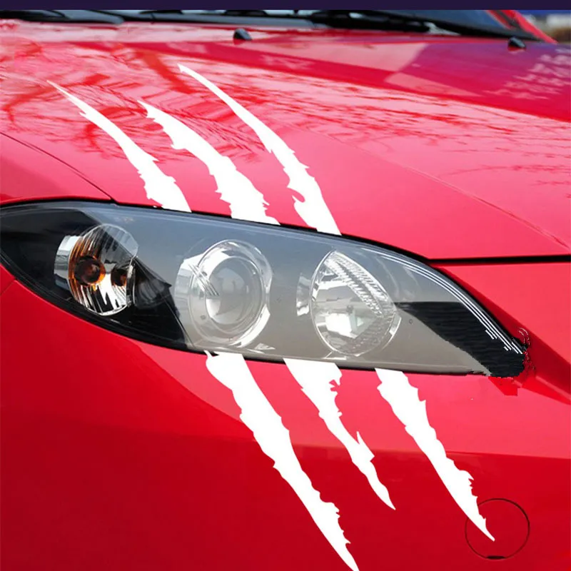 New 1pcs Claw Marks Headlight Decal Car Sticker Monster Claw Marks Car Headlight Stripes Scratch Vinyl Decal Universal For Most