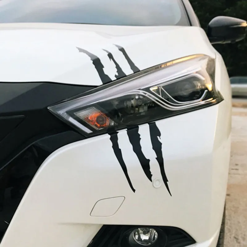 New 1pcs Claw Marks Headlight Decal Car Sticker Monster Claw Marks Car Headlight Stripes Scratch Vinyl Decal Universal For Most