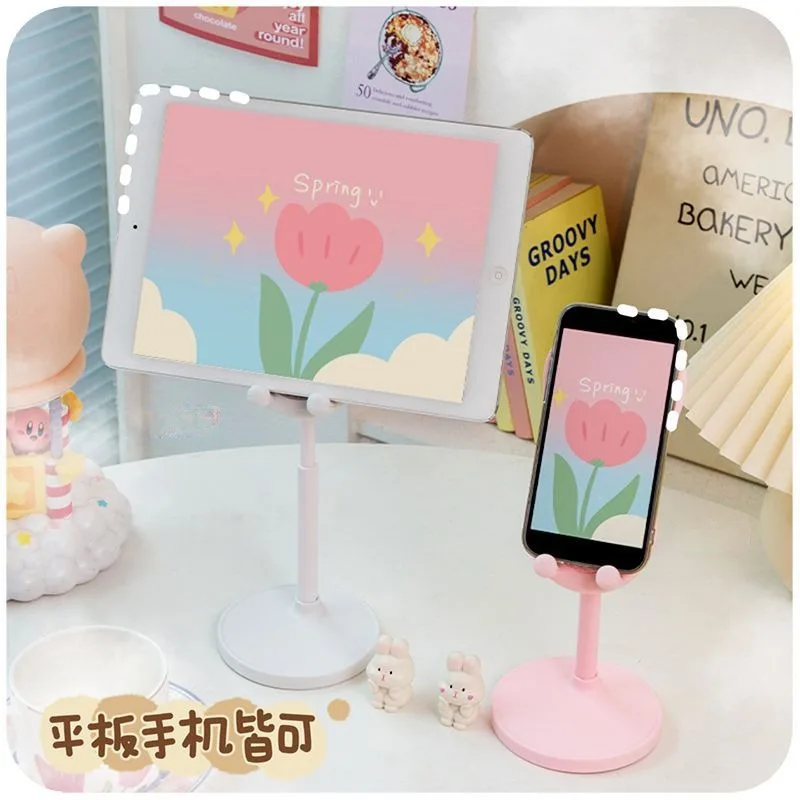Pink Phone Holder Desktop Cell Phone Stand For iPhone 13 14 Samsung Smartphone Adjustable Lovely Rabbit Cartoon Table Support