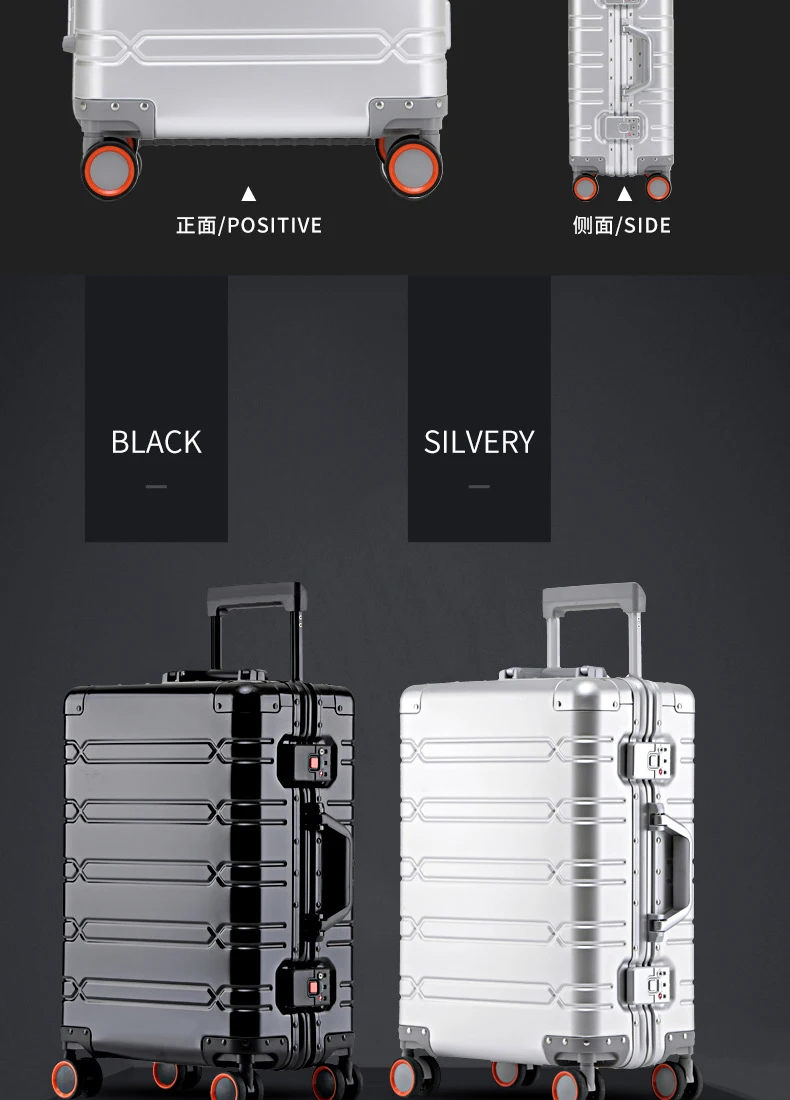 All aluminum-magnesium alloy travel suitcase Men's Business Rolling luggage on wheels trolley luggage Carry-Ons cabin suitcase