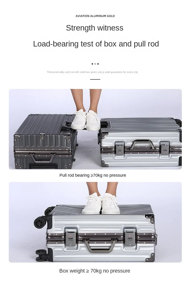 Trolley Luggage Aluminum Frame Rolling Luggage Case 20 24 26 28 inch Travel Suitcase on Wheels Combination Lock Carry on Luggage