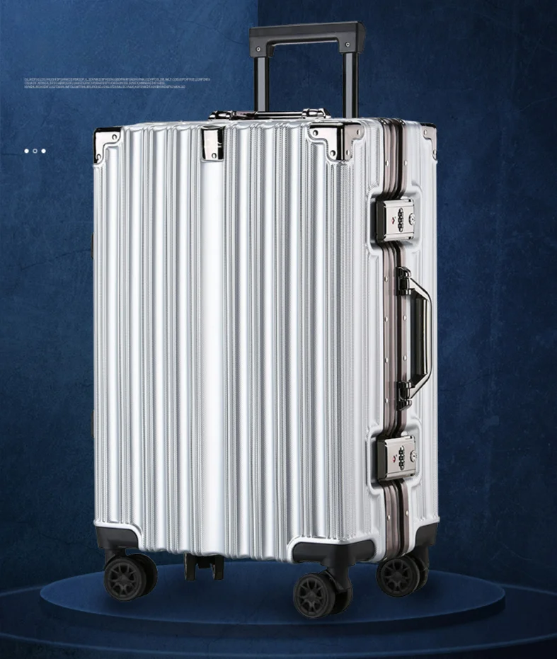 Trolley Luggage Aluminum Frame Rolling Luggage Case 20 24 26 28 inch Travel Suitcase on Wheels Combination Lock Carry on Luggage