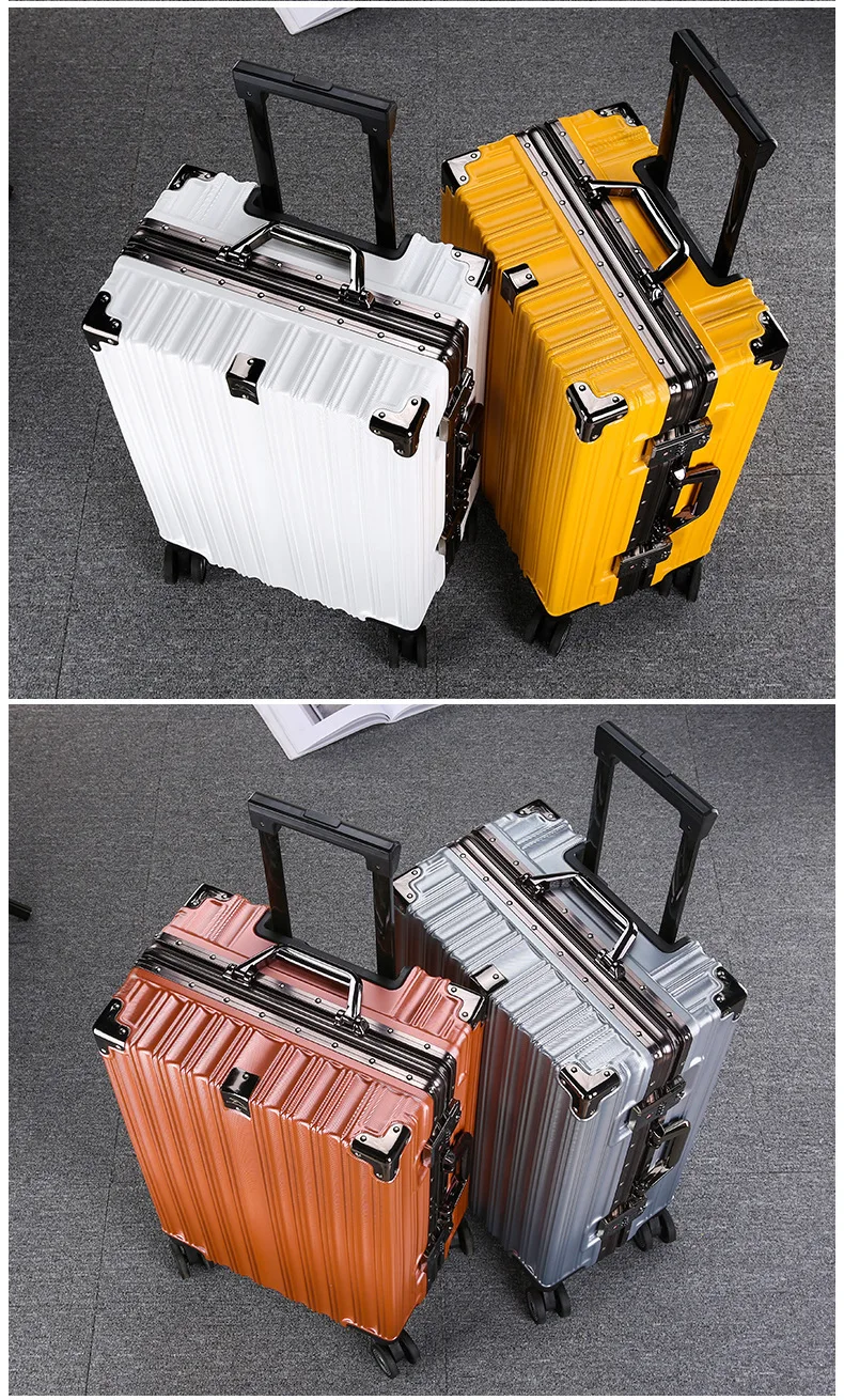 Trolley Luggage Aluminum Frame Rolling Luggage Case 20 24 26 28 inch Travel Suitcase on Wheels Combination Lock Carry on Luggage