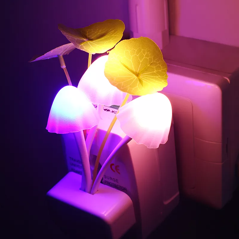 20V 3 LED Wall Light-control Sensor Night Light Induction Dream Fung  Mushroom Lamp Home Bedroom Decoration EU & US Plug