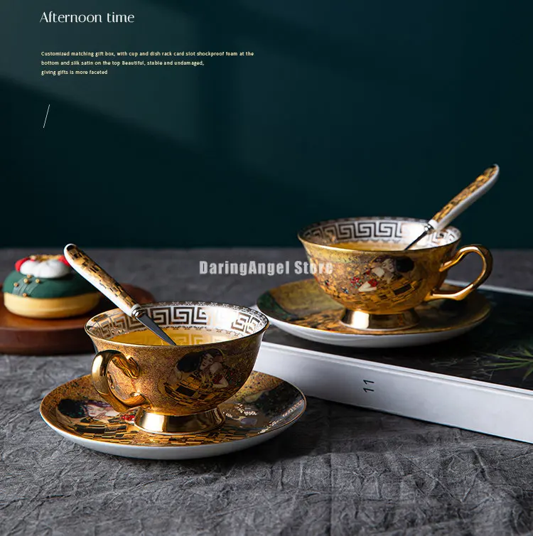 Egyptian Couple Coffee Cup European Bone China Coffee Cup Dish Set Ceramic Retro English Afternoon Tea Cup Set Coffee Mug