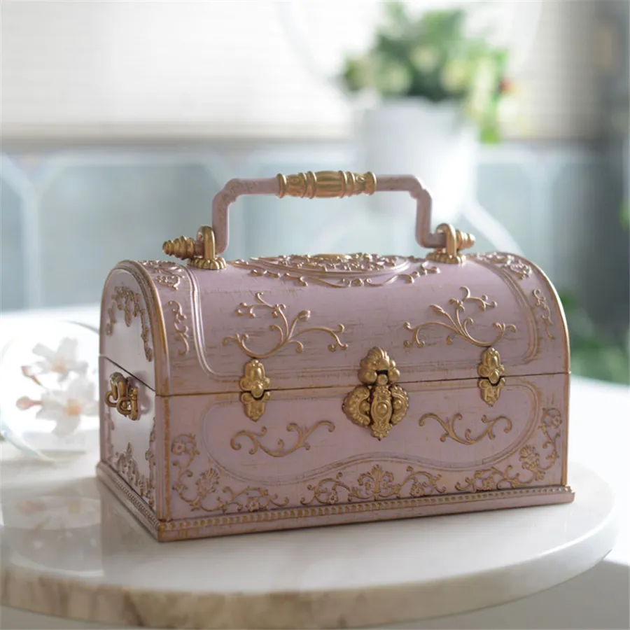 European Creative Ornaments Art Retro Music Box Home Decoration Bedroom Jewelry Storage Organizer Luggage Music Box Women's Gift