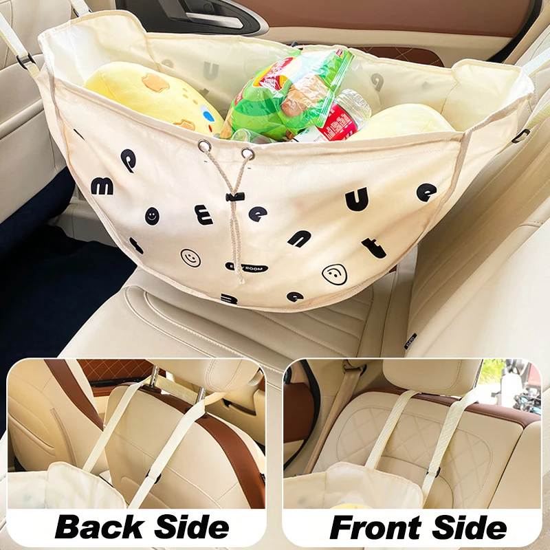 Two In One Hammock Storage Bag Car Seat Back Front Trunk Organizer Reusable Large Capacity Shopping Bag For Pet Mom Hanging Bags