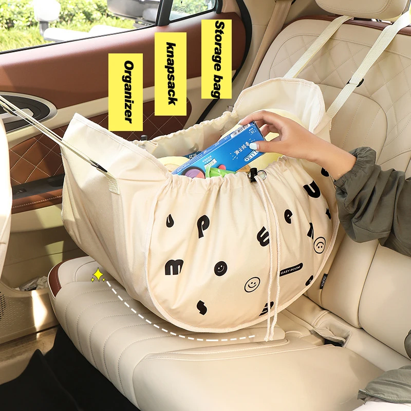 Two In One Hammock Storage Bag Car Seat Back Front Trunk Organizer Reusable Large Capacity Shopping Bag For Pet Mom Hanging Bags