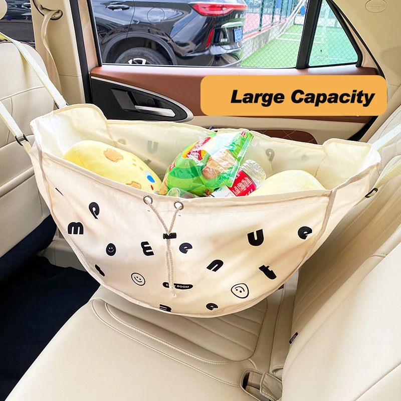 Two In One Hammock Storage Bag Car Seat Back Front Trunk Organizer Reusable Large Capacity Shopping Bag For Pet Mom Hanging Bags